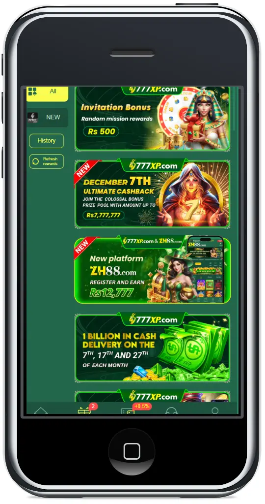 777XP game app 2026 dashboard showing wallet balance and game categories in Pakistan