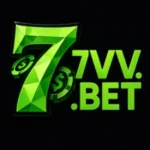 7VV Bet logo featuring a green number 7 with casino coin elements on a dark background